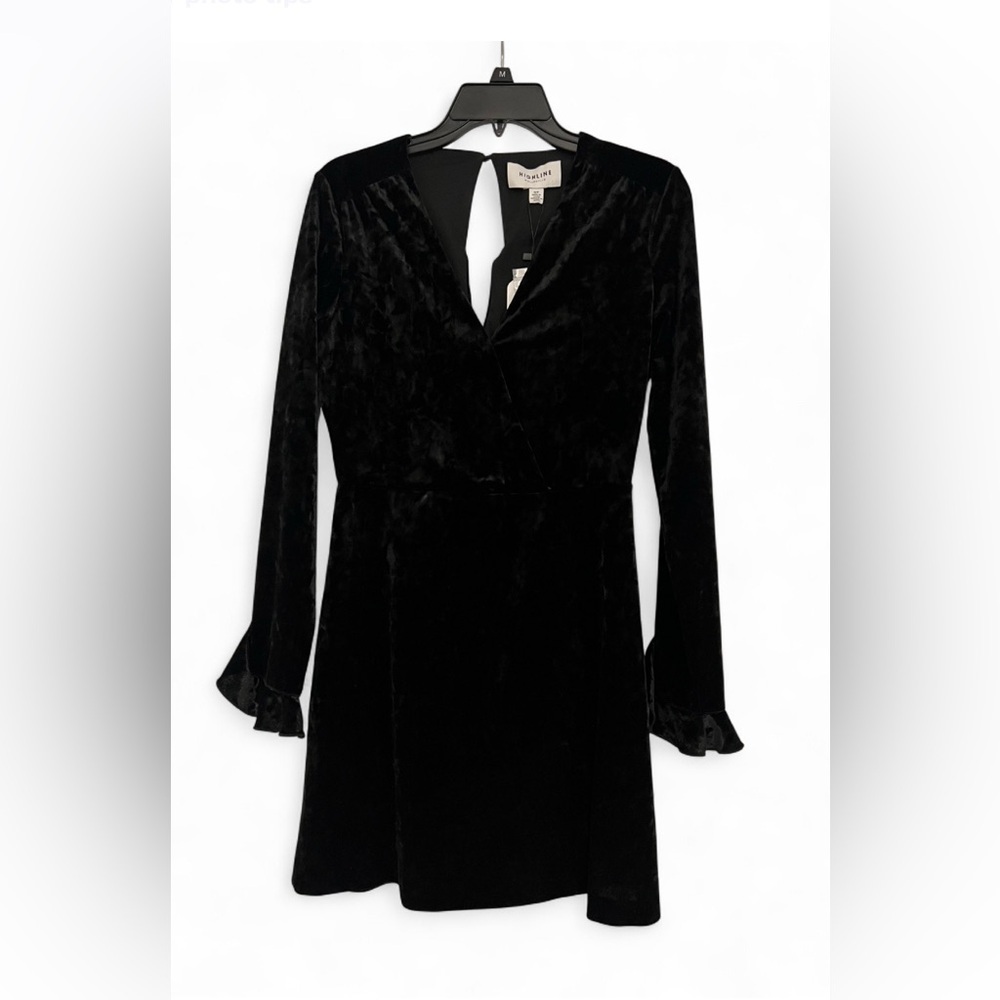 Black Velvet Long Sleeve Dress